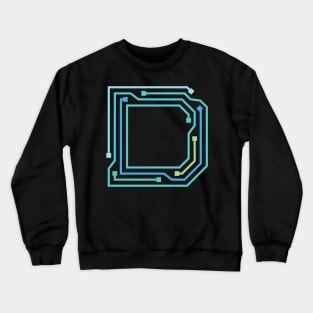 Alphabet D Circuit Typography Design Crewneck Sweatshirt